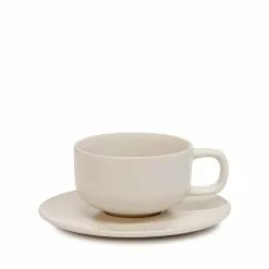 Salt & Pepper Hue Teacup & Saucer Stone