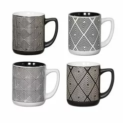 Ambrosia Quad Stoneware Mug 350ml Set Of 4 Mono