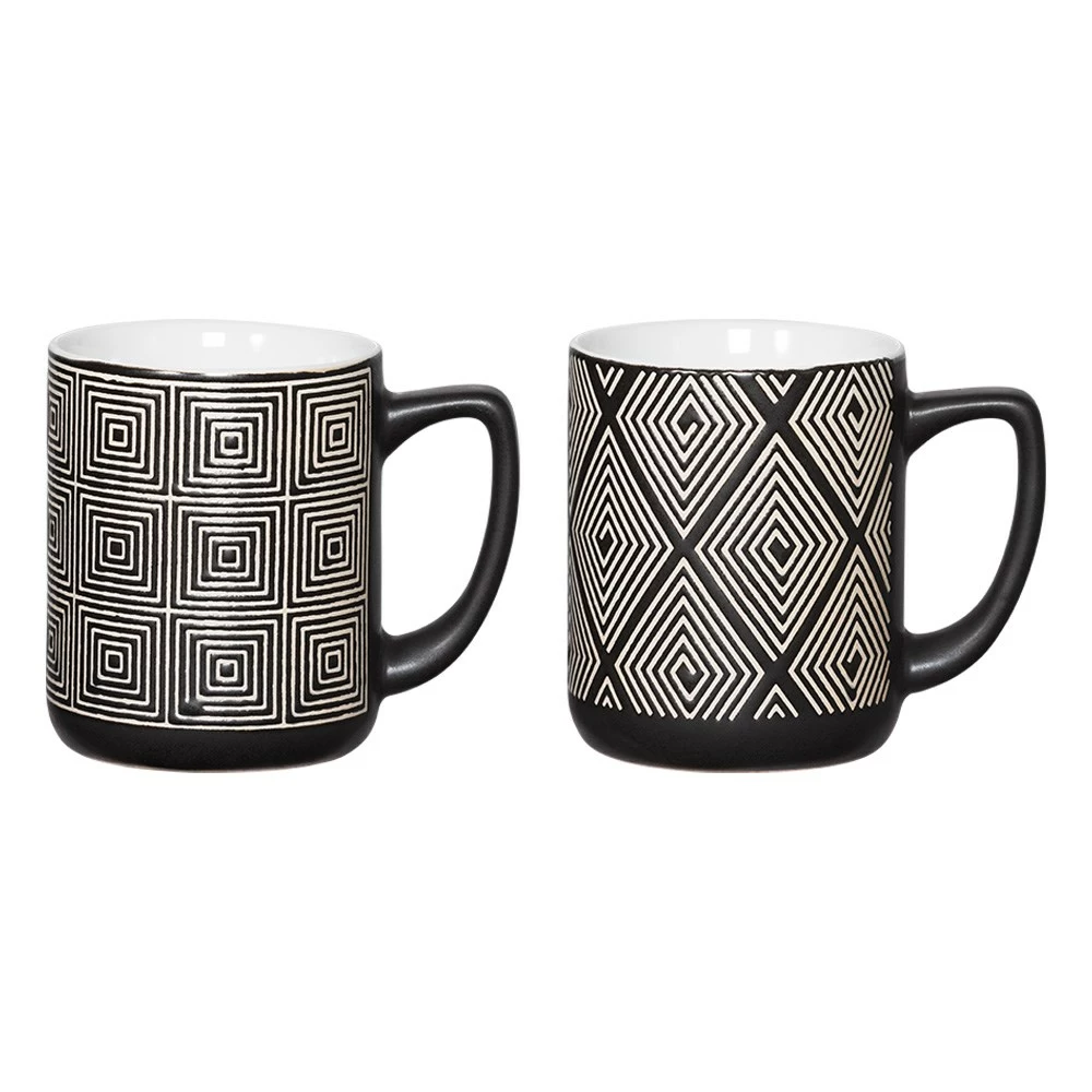 Ambrosia Quad Stoneware Mug 350ml Set Of 4 Mono 2 Ambrosia Quad Stoneware Mug 350ml Set Of 4 Mono - Image 2