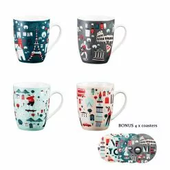 Ambrosia Cities New Bone China Mug & Coaster 300ml Set Of 4