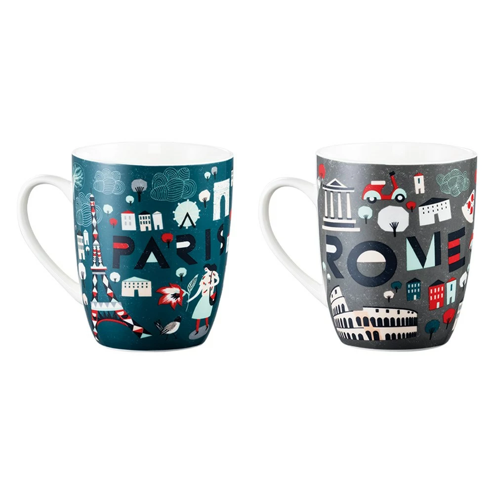 Ambrosia Cities New Bone China Mug & Coaster 300ml Set Of 4 2 Ambrosia Cities New Bone China Mug & Coaster 300ml Set Of 4 - Image 2