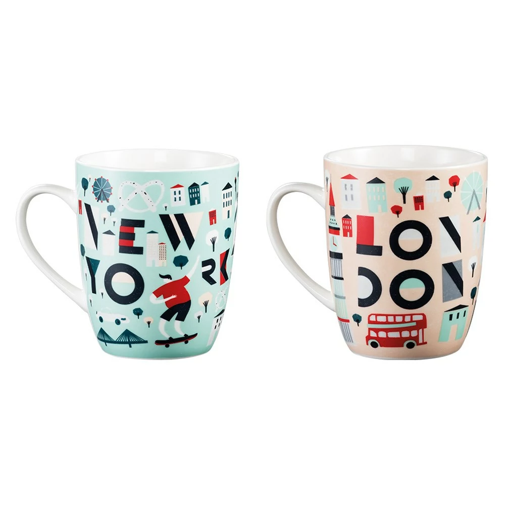 Ambrosia Cities New Bone China Mug & Coaster 300ml Set Of 4 3 Ambrosia Cities New Bone China Mug & Coaster 300ml Set Of 4 - Image 3