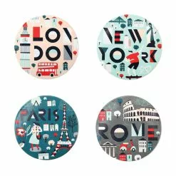 Ambrosia Cities New Bone China Mug & Coaster 300ml Set Of 4 7 Ambrosia Cities New Bone China Mug & Coaster 300ml Set Of 4 -Kitchen Appliances Sales Store HIM 1037667 4