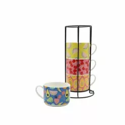 Ambrosia Set Of 4 Stackable Mugs With Stand 285ml Tropic