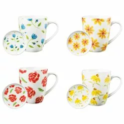 Ambrosia Set Of 4 Mug With Coaster Floral