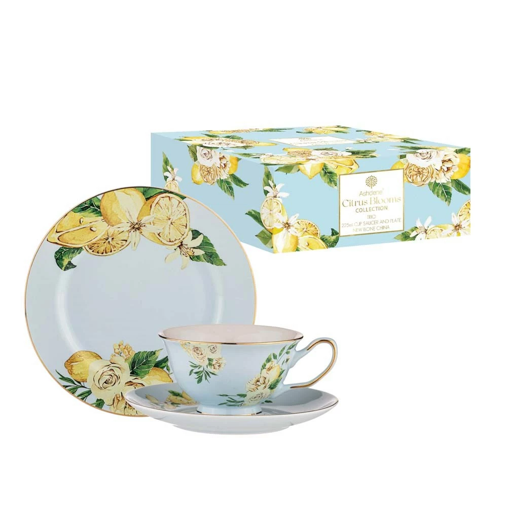 Ashdene Citrus Blooms Trio Cup Saucer & Plate Set 3 Ashdene Citrus Blooms Trio Cup Saucer & Plate Set - Image 3