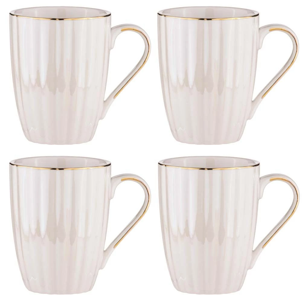 Ashdene Parisienne Pearl 4 Piece Mug Set 350ml White 1 Ashdene Parisienne Pearl 4 Piece Mug Set 350ml White