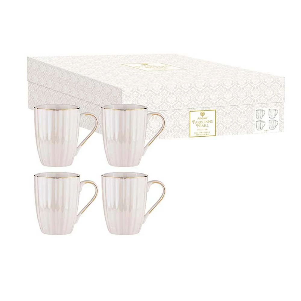 Ashdene Parisienne Pearl 4 Piece Mug Set 350ml White 3 Ashdene Parisienne Pearl 4 Piece Mug Set 350ml White - Image 3