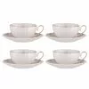 Ashdene Parisienne Pearl 4 Piece Cup & Saucer Set White