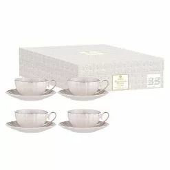 Ashdene Parisienne Pearl 4 Piece Cup & Saucer Set White -Kitchen Appliances Sales Store LAD 521184 3