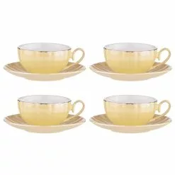 Ashdene Parisienne Pearl 4 Piece Cup & Saucer Set Buttermilk