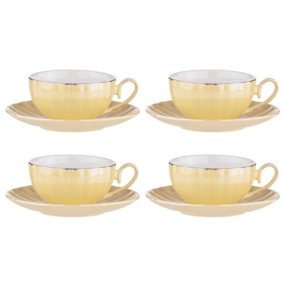 Ashdene Parisienne Pearl 4 Piece Cup & Saucer Set Buttermilk 1 Ashdene Parisienne Pearl 4 Piece Cup & Saucer Set Buttermilk