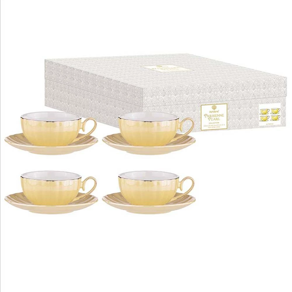 Ashdene Parisienne Pearl 4 Piece Cup & Saucer Set Buttermilk 2 Ashdene Parisienne Pearl 4 Piece Cup & Saucer Set Buttermilk - Image 2