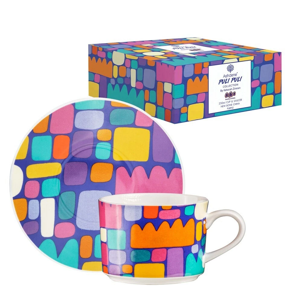 Ashdene Puli Puli Cup & Saucer 250ml Purple 2 Ashdene Puli Puli Cup & Saucer 250ml Purple - Image 2