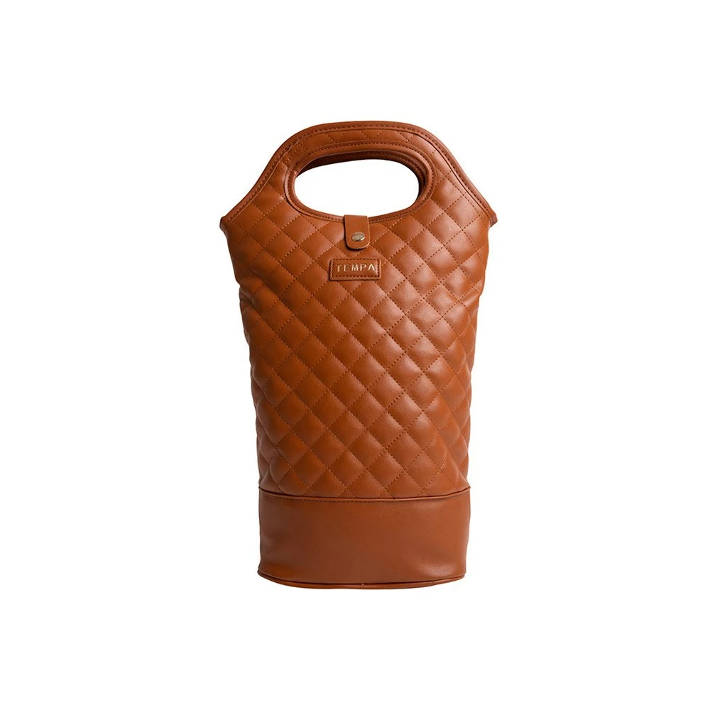 Tempa Quilted Insulated Double Wine Bag Brown 1 Tempa Quilted Insulated Double Wine Bag Brown