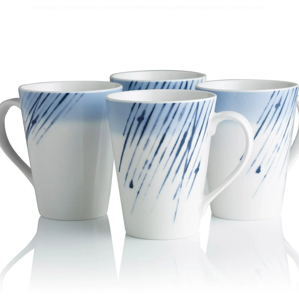 Noritake Hanabi 4 Piece Mug Set 355ml Blue & White 1 Noritake Hanabi 4 Piece Mug Set 355ml Blue & White