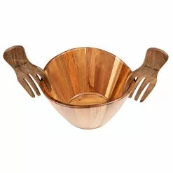 Alex Liddy Acacia Salad Bowl With Claw Servers 30cm