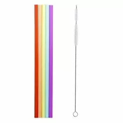 Joie Rainbow 20 Piece Plastic Straw Set With Cleaning Brush