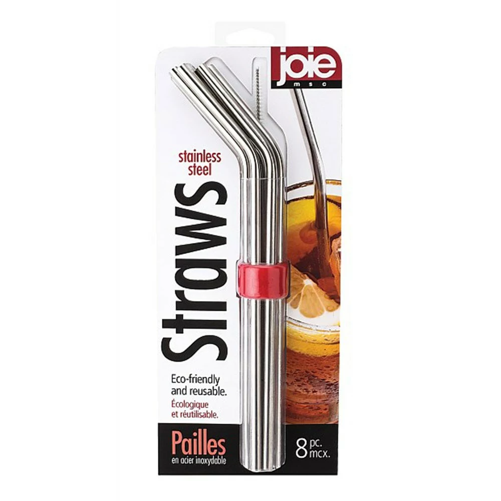 Joie Stainless Steel Bent Straws Set Of 6 With Cleaning Brush 1 Joie Stainless Steel Bent Straws Set Of 6 With Cleaning Brush