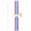 Joie Unicorn 6 Piece Silicone Straw Set With Holder & Cleaning Brush