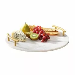 Alex Liddy Slate & Co Round Marble Serving Board With Handles 40cm