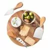 Alex Liddy Slate & Co Acacia 20cm Round Serving Board & Cheese Knife Set