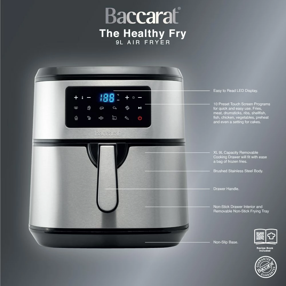 Baccarat The Healthy Fry 9L Air Fryer Stainless Steel 3 Baccarat The Healthy Fry 9L Air Fryer Stainless Steel - Image 3