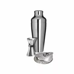 Uberbartools Shake Measure & Strain 3 Piece Cocktail Set Chrome